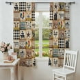 thumbnail image 3 of Vintage Rustic Farmhouse Plaid Sheer Curtains 72 Inch Long Rod Pocket Semi Transparent Light Filtering Window Drapes for Kitchen Bedroom Living Room,2 Panels, Farm Animals Barn Stars, 3 of 9