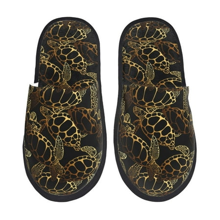 Balery Sea Turtle With Ocean Slient Indoor Furry Fleece Comfort House Shoes Soft Non-Slip Home Shoes Cotton slippers House Slippers-- Medium