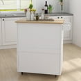 thumbnail image 5 of Kitchen Cart Rolling Kitchen Island with 1 Drawer, 2 Doors, Adjustable Shelves, Towel Rack and Seasoning Rack, Versatile White Kitchen Island for Storage & Home Decor, 5 of 10