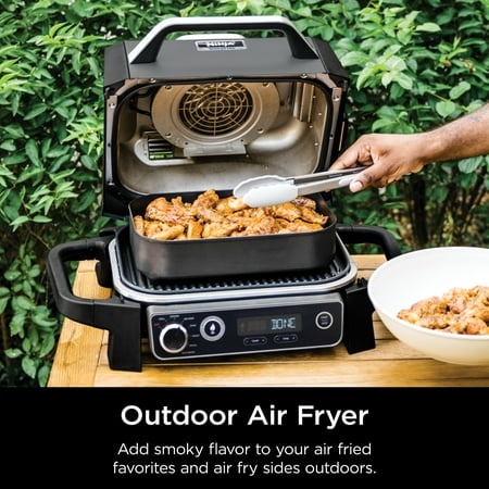 Ninja - Woodfire Outdoor Grill & Smoker, 7-in-1 Master Grill, BBQ Smoker, & Outdoor Air Fryer with Woodfire Technology - Grey