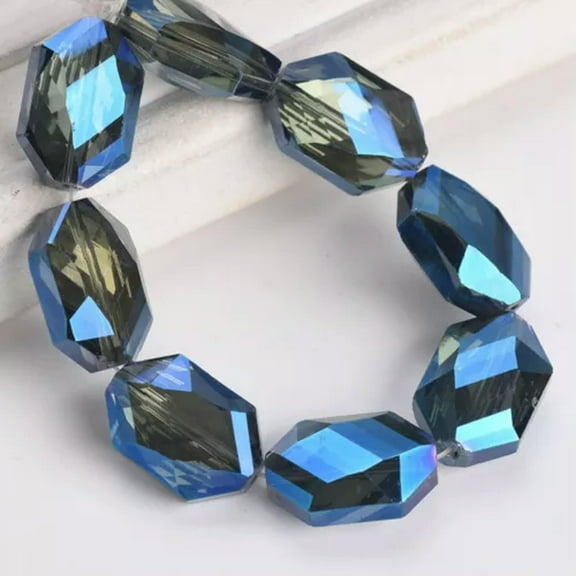 U8MO 10pcs 18x12mm Oval Faceted Crystal Glass Loose Crafts Beads for Jewelry Making-Grayish Blue