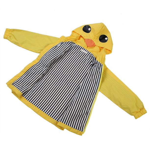 Verano bebé niño niña pato impermeable lindo dibujos animados Sudadera con capucha cremallera abrigo traje (90)