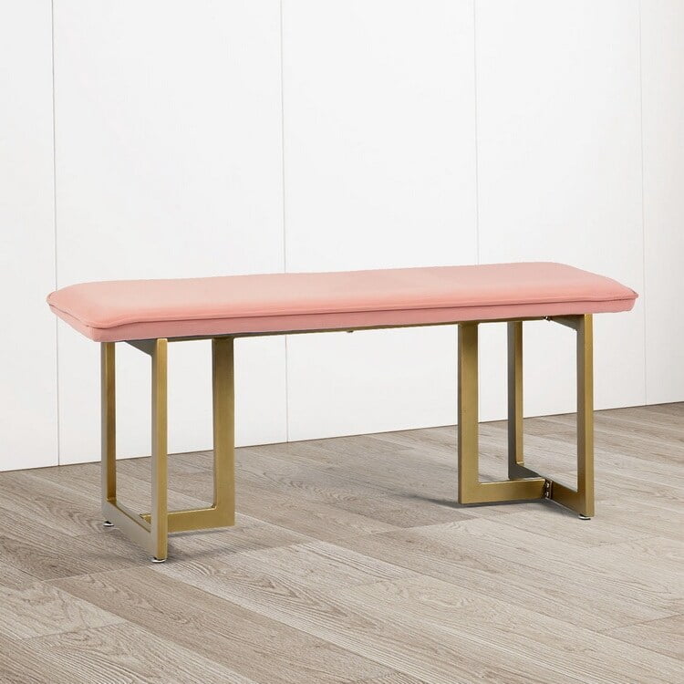 Guangxin Furniture Homy Casa MidCentury Modern Frosted Velvet Bench