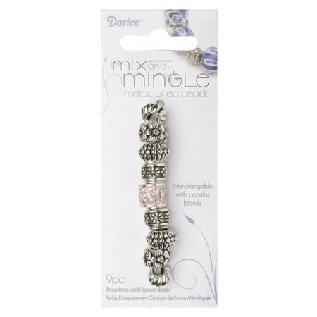 Mix and Mingle Rhinestone and Metal Spacer Beads, Pink