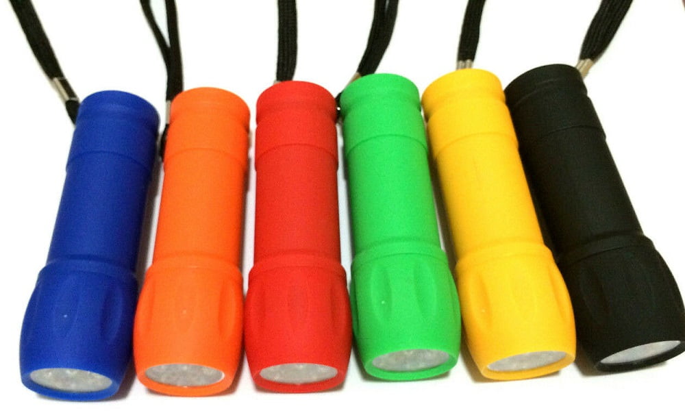 6 PACKs COLOR  Bright  WATERPROOF 9 LED Flashlight TORCH LAMP LIGHT with Battery 
