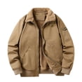 thumbnail image 3 of Mifsaly Mens Warm Bomber Jackets Sherpa Lined Zip Up Utility Jacket Winter Daily Going Out Street Western Style Casual Outfits with Pockets, 3 of 8