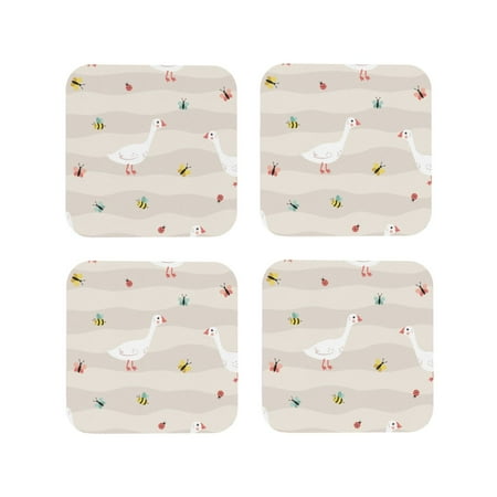 

Matuu Funny Goose1 for Cup Coasters Set of 4 Leather Coasters Desk Coasters for Office Measures 4” x 4”-Square