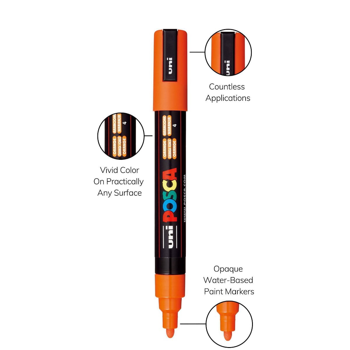 POSCA 16pk PC-5M Water-Based Paint Markers Medium Point 1.8-2.5mm, Assorted Colors Art Set