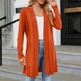 thumbnail image 5 of Itsame Womens Cardigan, Soft Solid Lightweight Knit Mid Length Knitted Cardigan Tops Orange S, 5 of 8