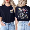 thumbnail image 3 of Womens Work Shirts Printed Short Sleeved Crew Neck Petite Clothing for Women,Blue,M, 3 of 3