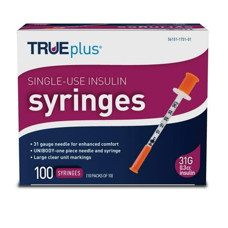 TRUEplus - Insulin Syringes 31g 0.3cc 5/16" (Pack of 100)