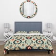 thumbnail image 3 of Designart "Blending Nomadic Tribes In Orange Ikat" Ikat Bedding Covert Set - Victorian Bed Set With 1 Sham, 3 of 5