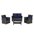 thumbnail image 6 of Leumius 4 Piece Patio Furniture Set,Outdoor Patio Furniture Set All-Weather Rattan Wicker Patio Conversation Set with Tempered Glass Coffee Table & Cushions for Garden & Backyard,Dark Blue, 6 of 10