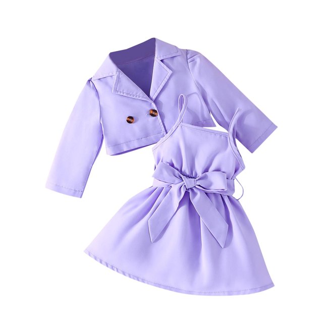 AherBiu Vêtements pour Bébé Fille Chemise à Manches Longues Sans Manches Froncée Robe Max Tenue pour Tout-Petit