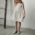 thumbnail image 6 of Girl's Plaid Linen Dress Pleated Sleeveless Casual Summer Dresses Bow Tie Back Crew Neck Tank Sundress (11 Years, Yellow), 6 of 7