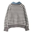 thumbnail image 5 of Cyber*Mondayy Chaoheng Fall Sweaters for Women 2025 Women's Denim & Stripe Two-in-One Sweater,Layered Look Pullover Top, 5 of 8