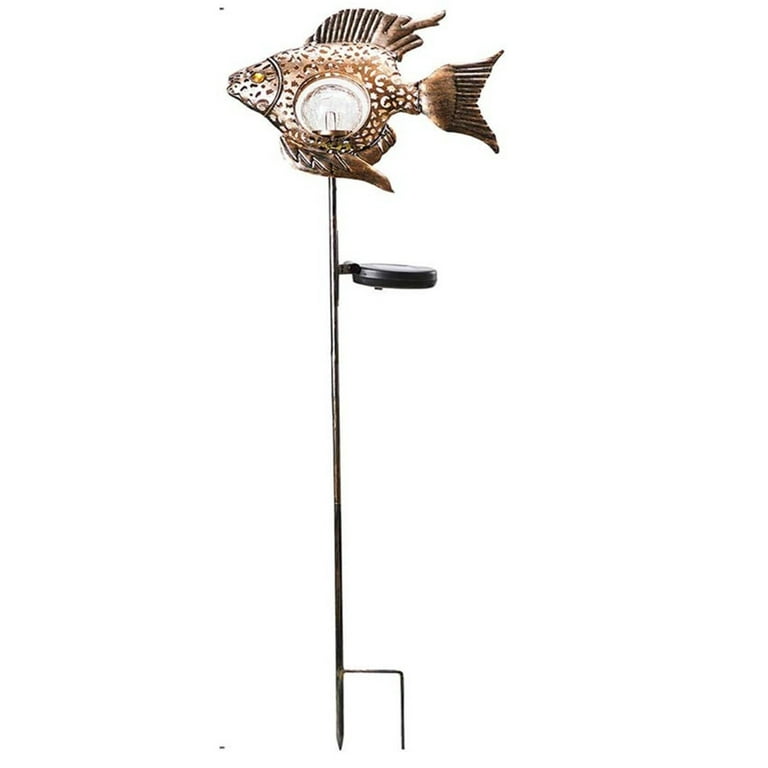 YiFudd Metal Fish Solar Lights with Stake - Hollow Fish Art Lamp