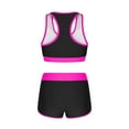 thumbnail image 6 of dazeni Women's Tankini Swimsuit Color Block Sporty Crop Tank Tops Bathing Suits High Waisted Drawstring Swim Bottom Two Piece Tummy Control Swimwear Hot Pink Small, 6 of 7