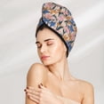thumbnail image 2 of Yiaed Lilies Flowers Print Hair Cap with Button,Coral Fleece Hair Towel Wrap for Women Wet Hair,Quick Dry Turban for Wet Hair Long Thick Hair, 2 of 5