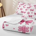 thumbnail image 4 of Manfei Pink Girly Bow Knot Quilt Full,Cute Cartoon Flowers Full Bedspread Sets,3pcs,1 Coverlet and 2 Pillowcases, 4 of 7