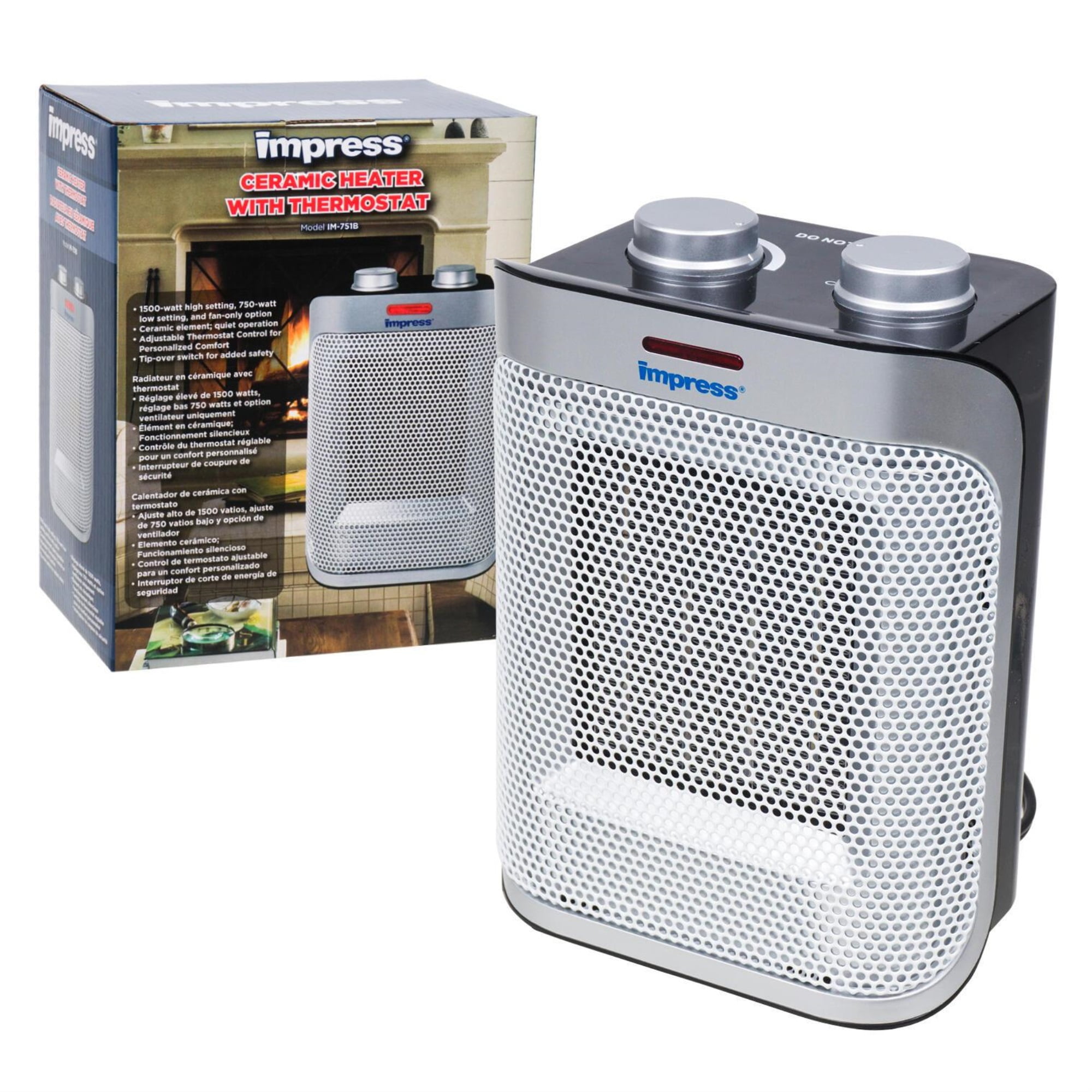 Impress Im-702 1500 Watt 2 Speed Fan Heater With Adjustable Thermostat for sale online