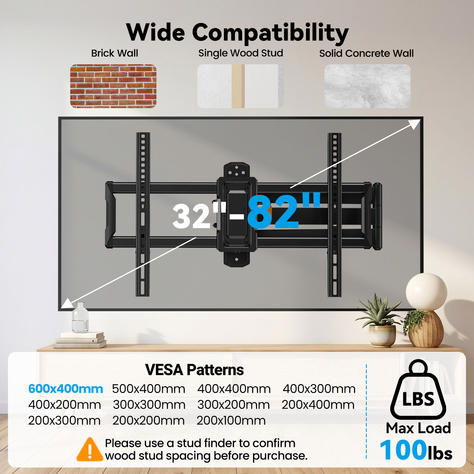 MountFTV Long Arm Full Motion TV Mount for 32-82 Inch TVs photo 2