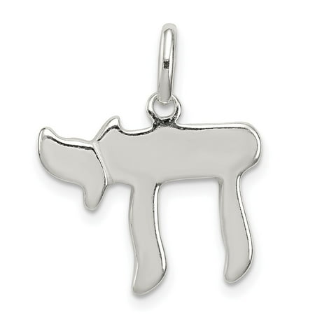 Diamond2Deal 925 Sterling Silver Chai (Life) Charm Pendant for Women (L- 0.63 in, W-0.75 in)