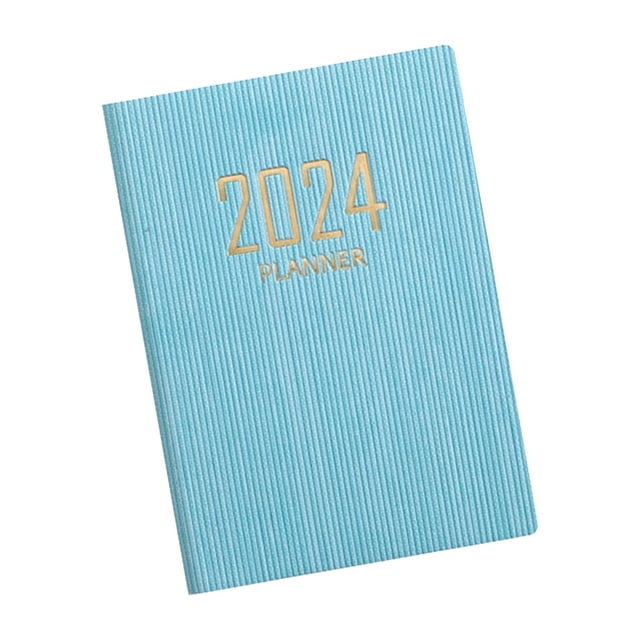 Cuaderno de aprendizaje shamjiam Planificador mensual 2024 calendario de citas diario portátil papel grueso sin fecha Azul
