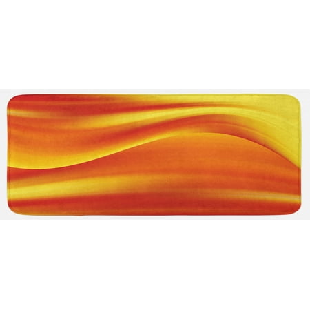 

Orange Kitchen Mat Digital Waves with Different Tones with Motion Effect Smooth Hot Lines Art Print Plush Decorative Kitchen Mat with Non Slip Backing 47 X 19 Burnt Orange by Ambesonne
