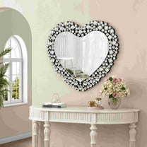 SHYFOY Modern Heart-Shaped Crystal Wall Mirror with Beveled Edges Decorative Accent Mirrors for Living Room,Entryway