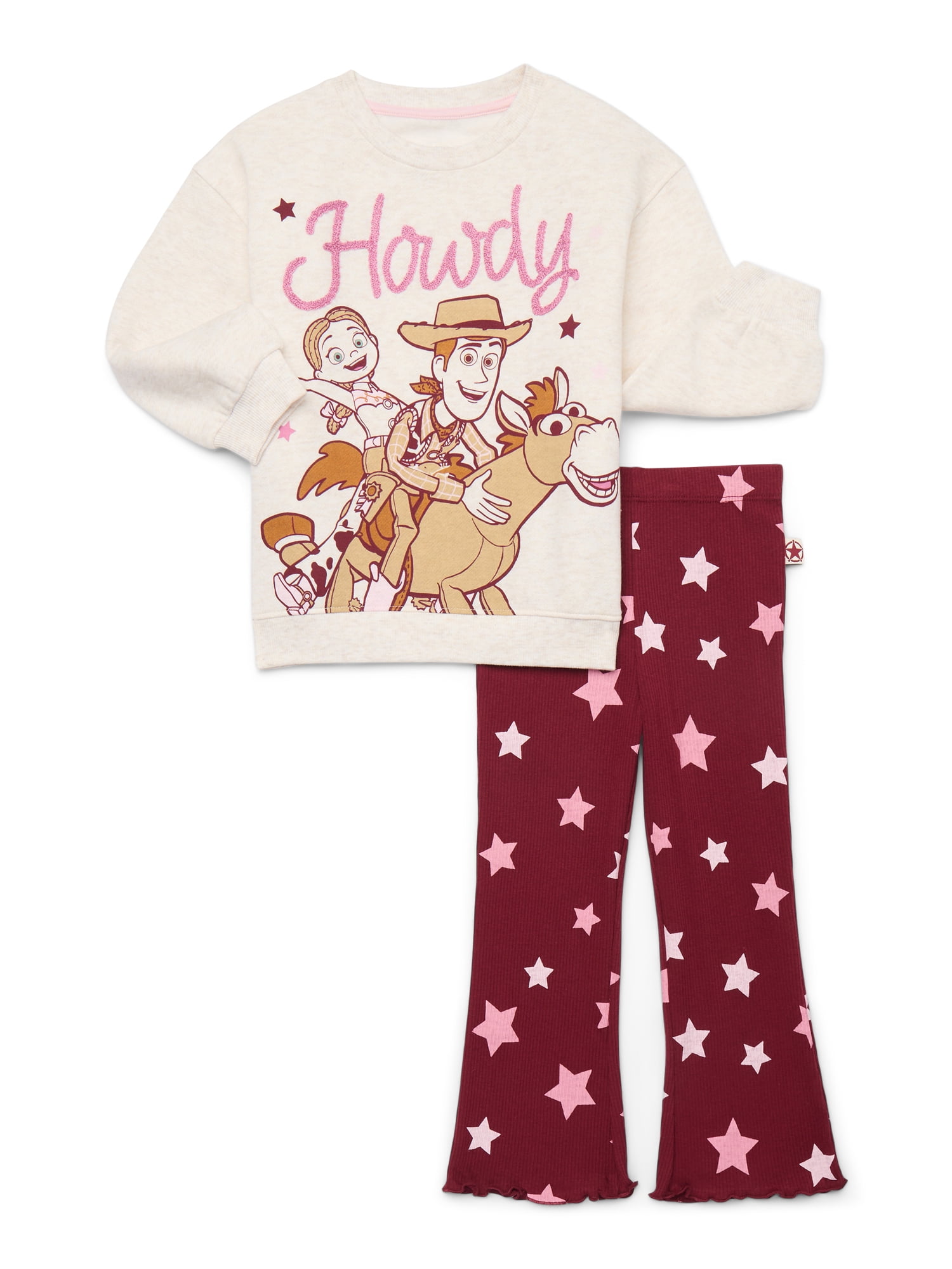Toy Story Toddler Girls Long Sleeve Graphic Print Sweatshirt and Matching Flare Leggings Set, 2-Piece, Sizes 12M-5T