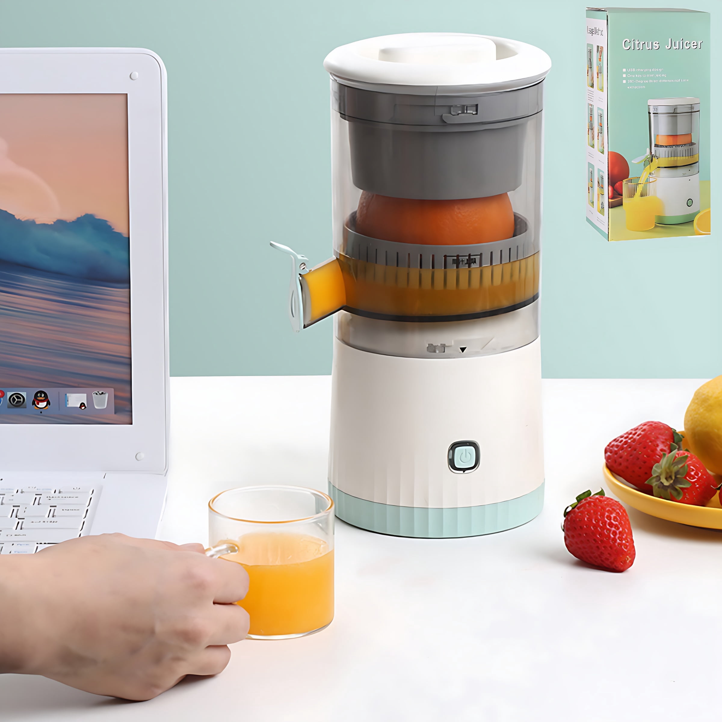 Electric Citrus Juicer, Electric Orange Juicer Machine, USB Charging Wireless Portable Electric Citrus Juicer