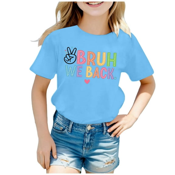 MUXiin Girl Shirts Size 10,Back To School Outfits For Girls Graphic Short Sleeve Cotton Tee Tops Baggy for Girls Graduation Summer Blouse for Girls