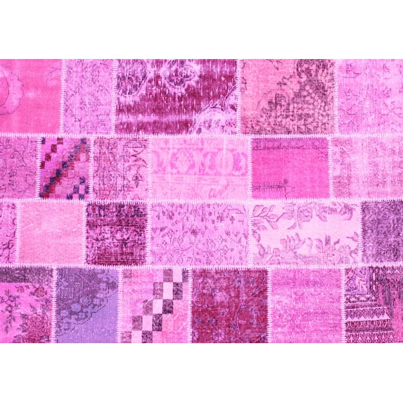 Ahgly Company Indoor Rectangle Patchwork Pink Transitional Area Rugs, 7' x 9'