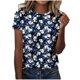 thumbnail image 2 of Puntoco Liquidación de blusas cortas para mujer Blusas estampadas de moda para mujer Camiseta de manga corta Cuello redondo, 2 of 4