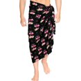 thumbnail image 2 of LA LEELA Men's Bath Trunk Swimwear Sarong Pareo Beach Wrap One Size Onix, Couple Flamingos Summer Vacation Party, 2 of 4