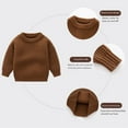 thumbnail image 3 of GYRATEDREAM Toddler Boys Girls Crewneck Sweaters Kids Fall Long Sleeve Cute knit Pullover Shirts Tops for 1-9Y Brown, 3 of 9