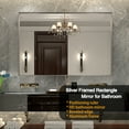 thumbnail image 6 of Knubmt Aluminum Frame Makeup Mirror Rectangular Wall Mirror for Living Room, Bathroom (Horizontal & Vertical), Silver, 36x30inch, 6 of 11