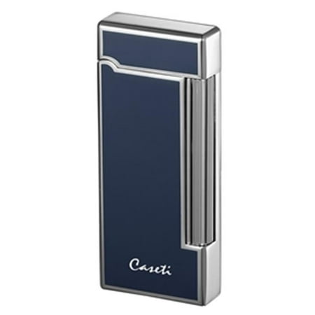 Blue Flame Lighter Caseti CAL243BL Ravensdale Flint Traditional Flame Lighter - Chrome Plated Vertical Lines & Blue Lacquer ()