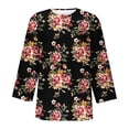 thumbnail image 4 of Patlollav Womens Tops Three Quarter Sleeve Retro V Neck Easter Print Loose Blouse, 4 of 6