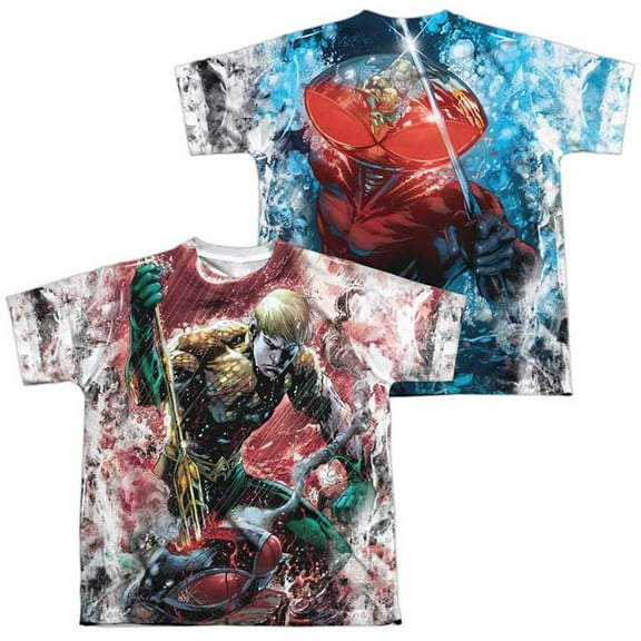 Jla - Aquaman Vs Manta (Front/Back Print) - Youth Short Sleeve Shirt - X-Large