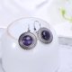 thumbnail image 3 of Pendientes de botón para mujer, estilo bohemio, exagerados, con hebilla francesa, estilo ojo de gato, joyería vintage (morado), 3 of 7
