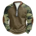 thumbnail image 2 of Men's Fall Winter Polo Half Zip Sweatshirt, Dark Printed Camouflage Pullover for Outdoor Style, Casual Wear and Seasonal Utility,Camouflage,5XL, 2 of 4