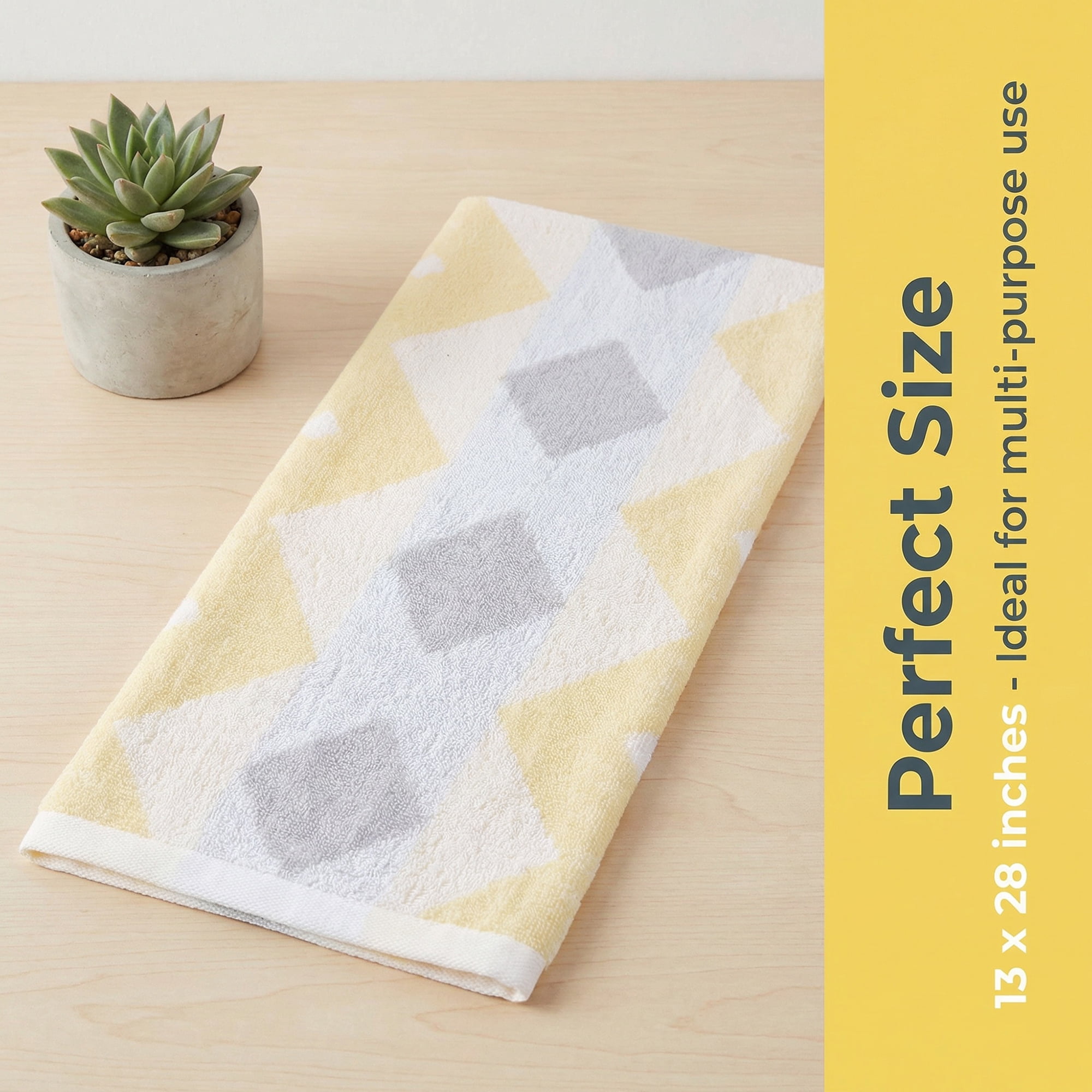 Unique Bargains Geometric Rhombus Cotton Soft Color Block Hand Towel Orange 2pcs 28" x 13"