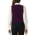 thumbnail image 3 of INSPIRE CHIC Women's Waistcoat Steampunk Velvet Christmas Sleeveless Button Down V-Neck Suit Vests L Purple, 3 of 6