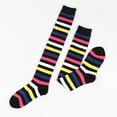 thumbnail image 2 of ERDOUY 3 Pairs Womens Thigh High Socks Cotton Striped Over the Knee Socks Long Knee High Stockings for Women,3 colors, 2 of 2