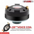 thumbnail image 2 of Horn Speaker Tweeter Compression Driver 1.35 Inch Titanium Voice Coil 200W Max 8 Ohm 100 Watts RMS Loud 105dB 13 Oz 90mm Magnet- Screw-on Throat 18TPI, 2 of 12