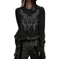 thumbnail image 1 of Faithtur T-Shirt Décontracté Femme Col Rond Manches Longues Vintage Totem Imprimé Tops Bas Tee Outwear, 1 of 2