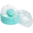 thumbnail image 1 of Caja para borlas de talco para bebés sin BPA, contenedor para polvos de talco para maquillaje facial y cuidado del bebé con soporte para mano., 1 of 5