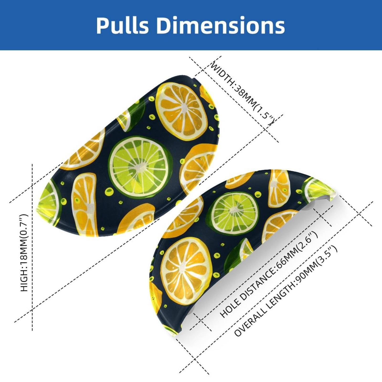 PhooArto 6 Pcs Cup Drawer Pulls, Lemon Citrus Lime Pattern Shell Shape Handles Cabinet Knobs for Dresser Cupboard Closet Wardrobe with Screws